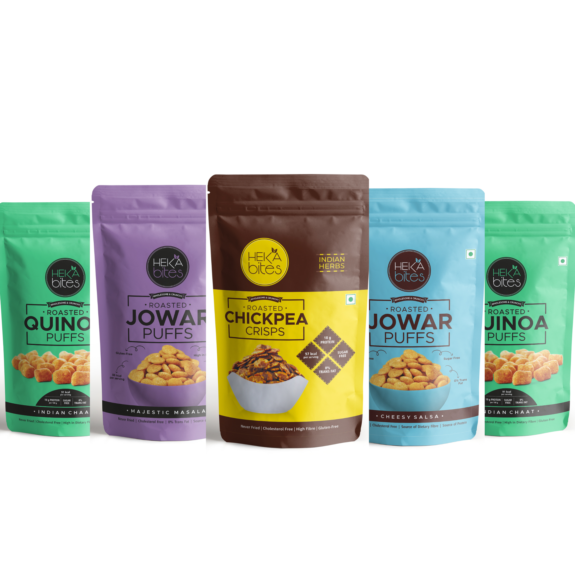 Assorted Bestseller Party Pack (Quinoa Puffs - 2 , Jowar Puffs - 2 Flavors, Chickpea Crips)