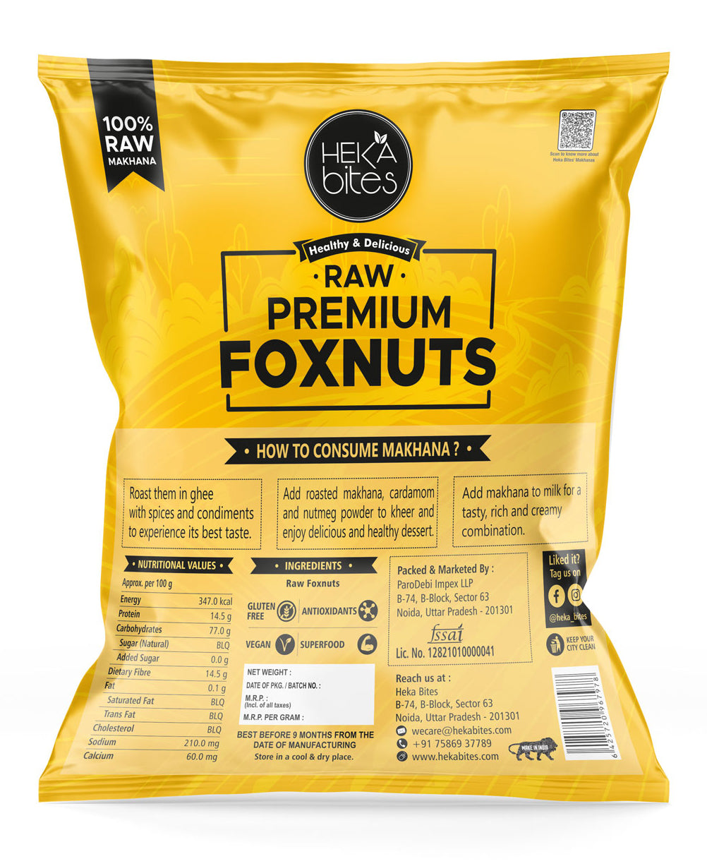 Heka Bites Premium Raw Makhana ( Fox Nuts) 250g