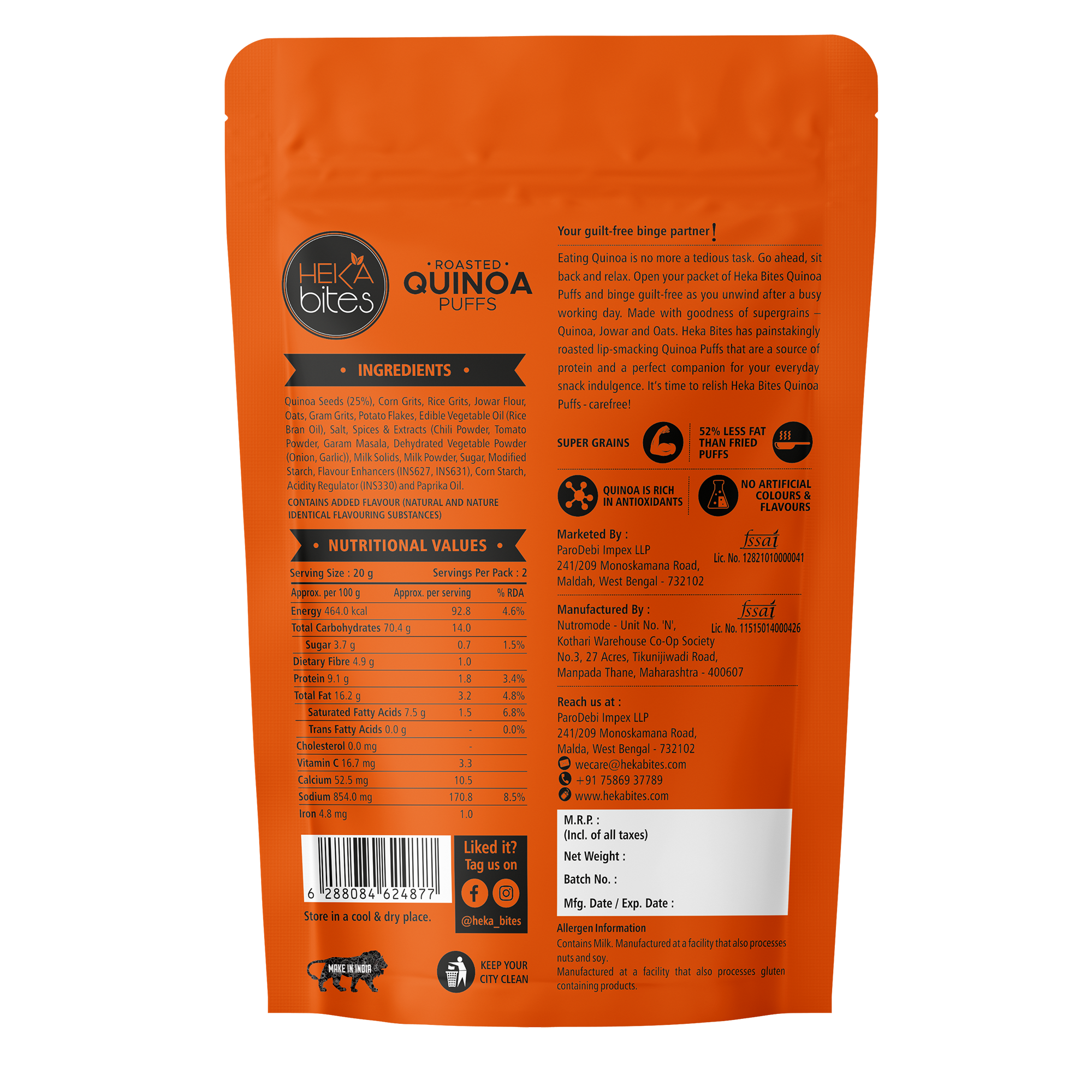Quinoa Puffs - Tangy Cheese (2 Pack of 100 grams)