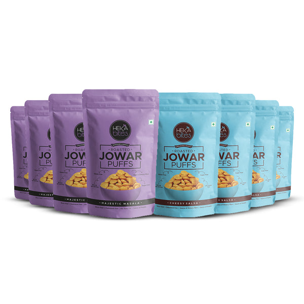 Assorted Jowar Puffs - Majestic Masala & Cheesy Salsa (Pack of 8, 1 Pack of 40 grams)