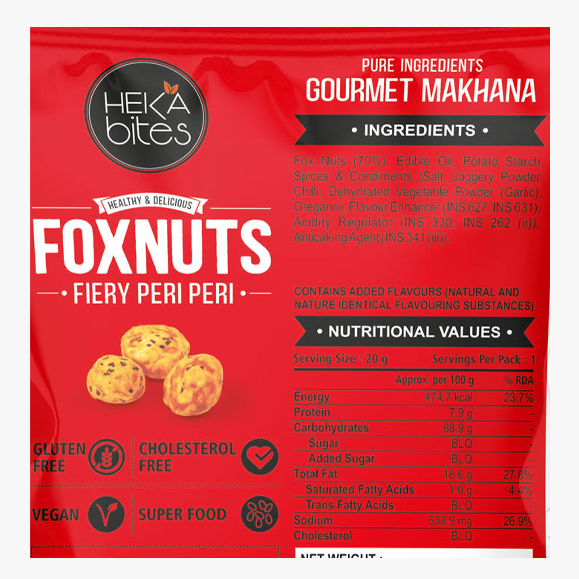 Heka Bites Fox Nuts Fiery Peri Peri 80g (Pack of 1)