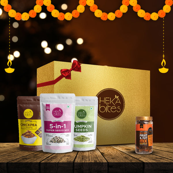 Heka Bites Gifting Hamper with Crunchy snacks and dry fruits