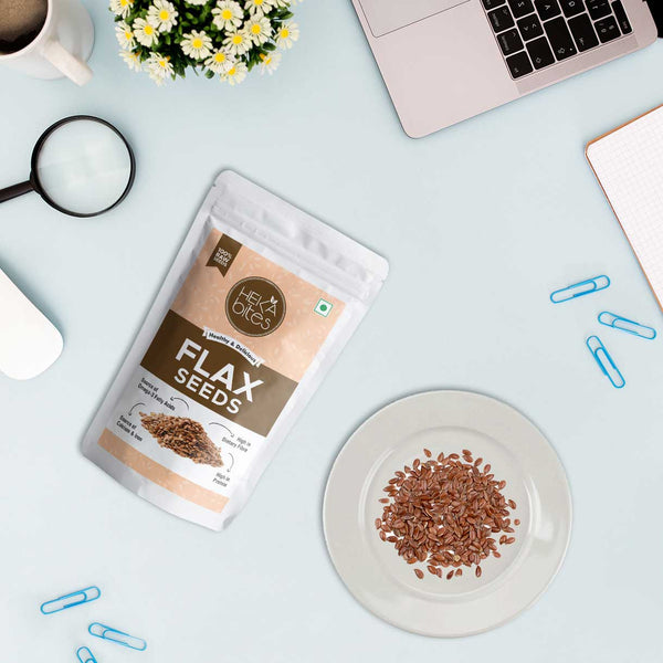 Heka Bites Raw Flax Seeds | 100% Premium Raw Seeds| Source of Omega 3 Fatty Acids, Calcium and Iron| Rich in Dietary Fibre and Protein| Antioxidants