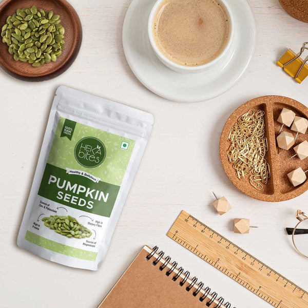 Heka Bites Raw Pumpkin Seeds | 100% Premium Raw Seeds| Source of Magnesium, Zinc and Potassium| High in Dietary Fibre and Protein