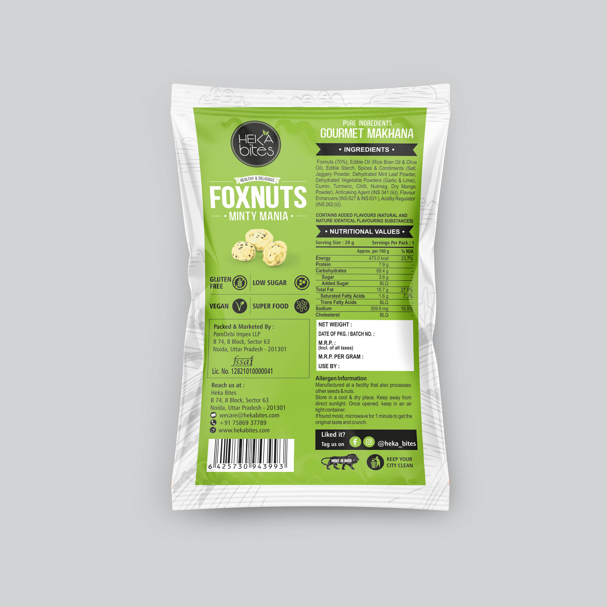 Heka Bites Fox Nuts Minty mania 50g (pack of 5)